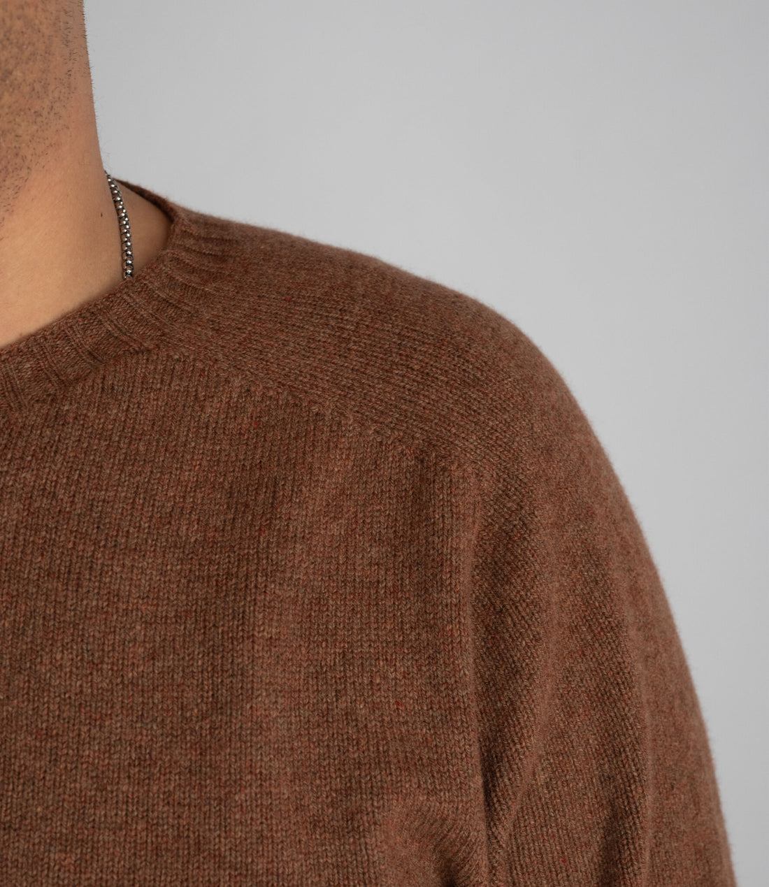 Crew neck 100% super fine lambswool - Chocolate