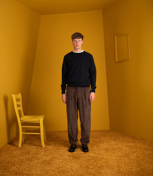 Pleated track pant cord - Cacao