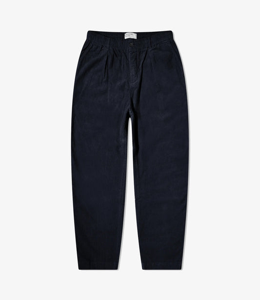 Pleated track pant cord - Navy
