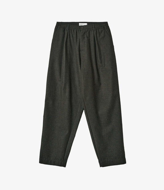 Pleated track pant recycled tweed - Olive