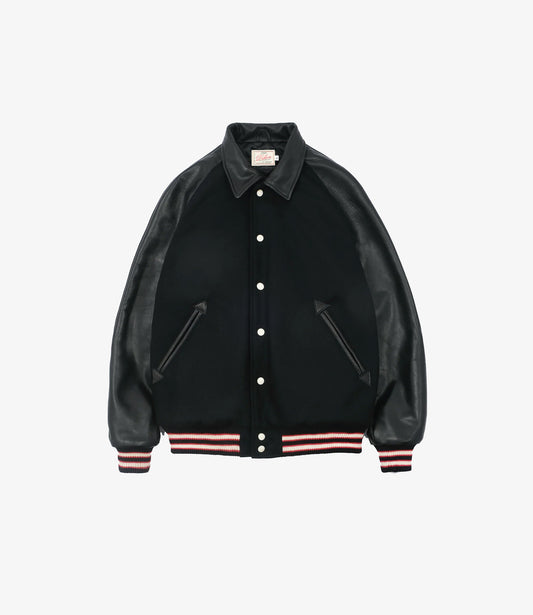 Raglan Varsity Jacket - Black/Black