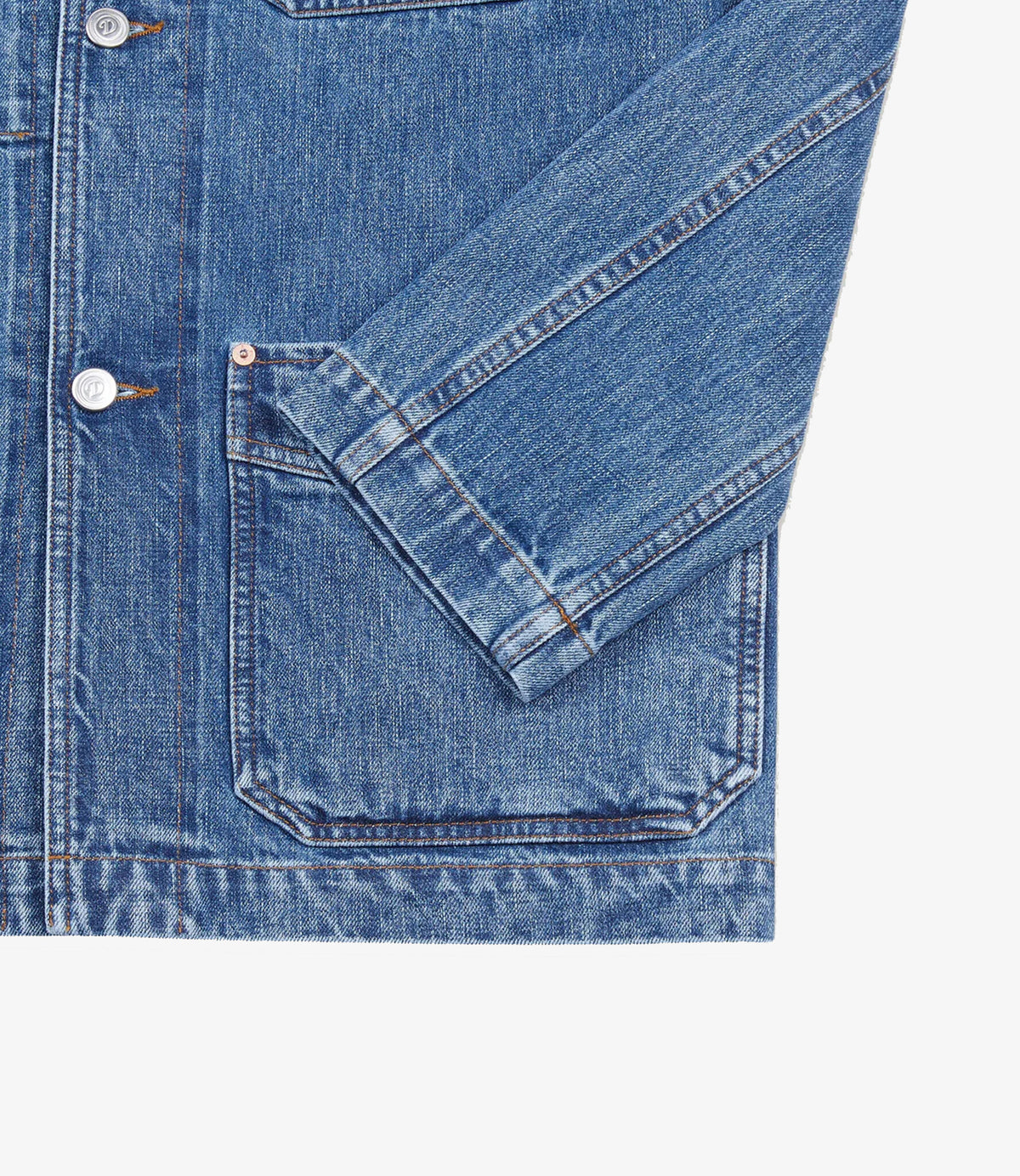 Selvedge Denim 5-Pocket Chore Jacket - Bleach Wash