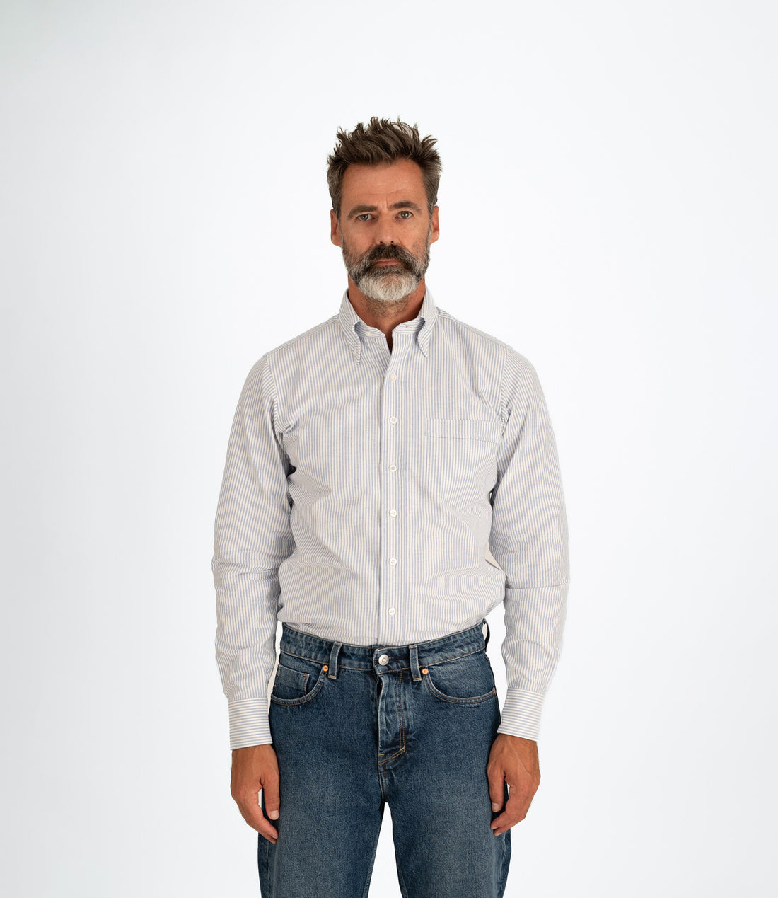 Hemd aus Oxford-Stoff mit Nadelstreifen – Blau
